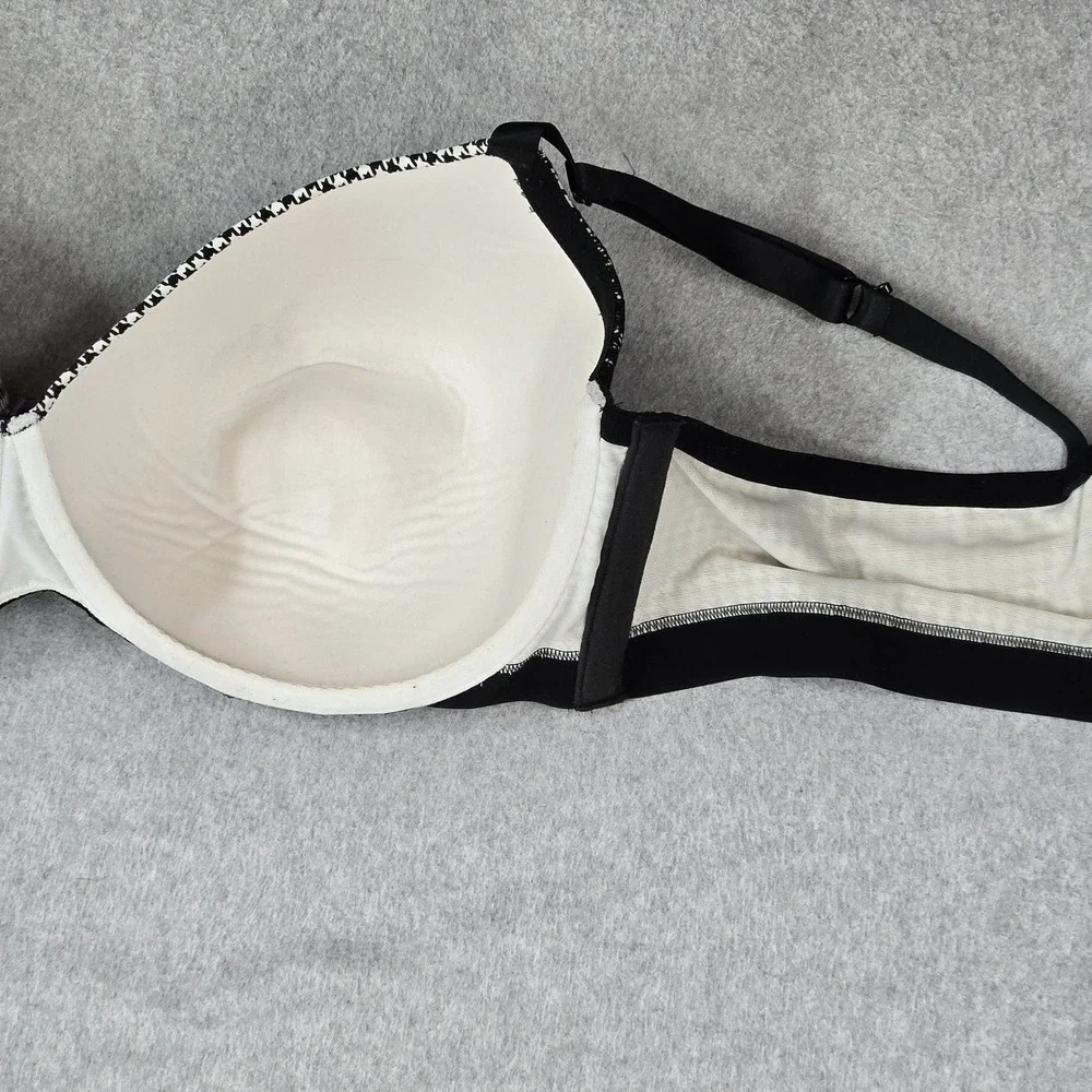 Cacique Women Bra 50DD Black Houndstooth Lightly Lined Balconette